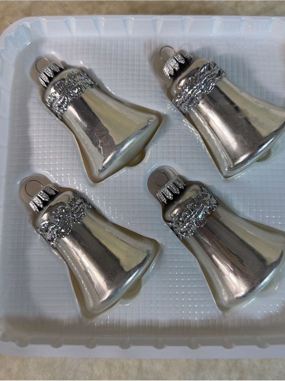 Krebs Vintage Silver Embellished Bell Holiday Ornaments - Pack of 4